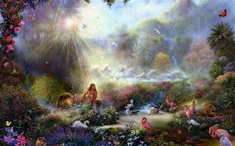   El Jardín del Paraíso - Una Visión Celestial de Flores Exóticas y Pájaro en Vuelo